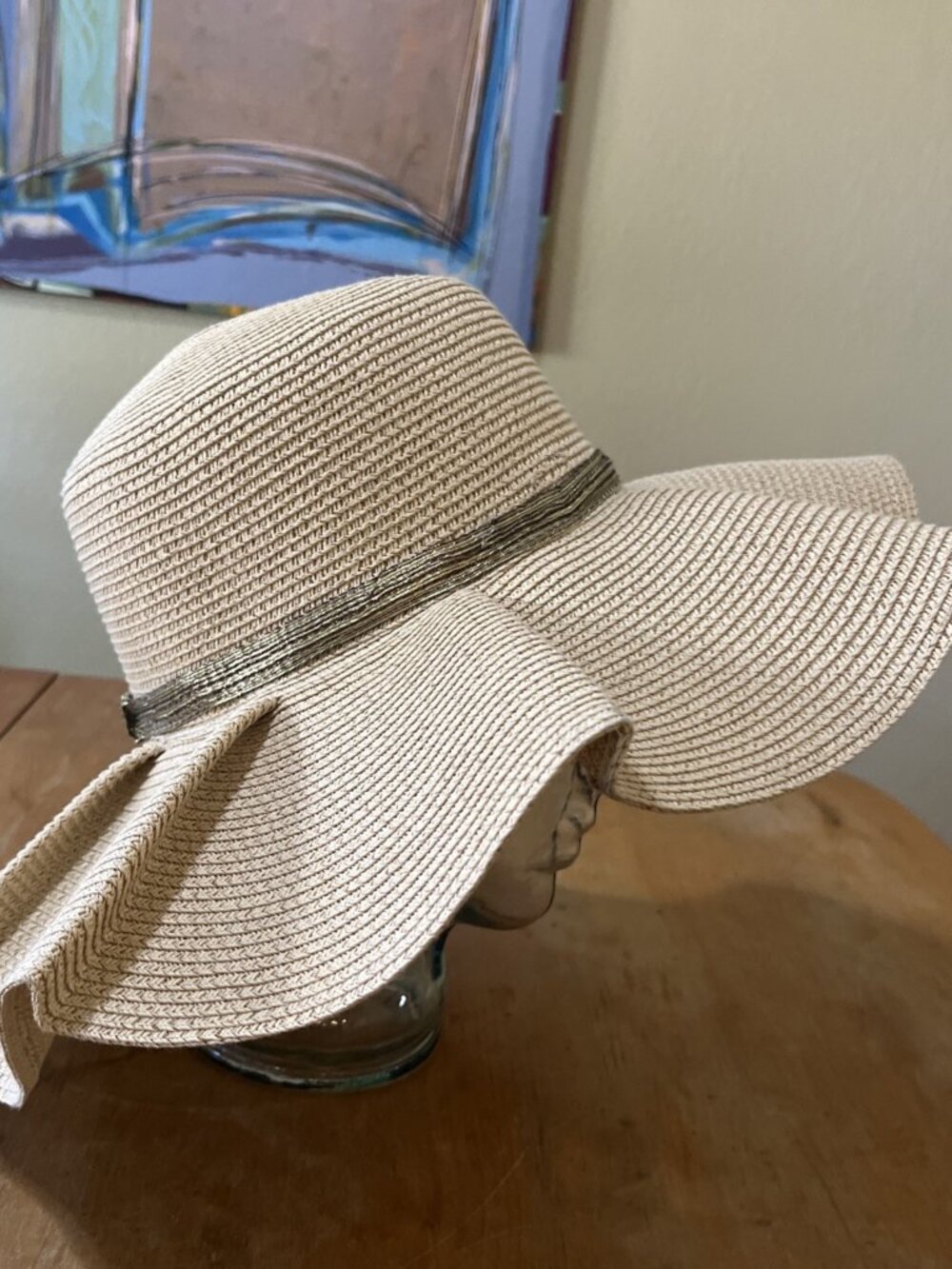 Rare Charter Club Women's Paper Straw Blend Wide Ruffle Brim Hat Made in Italy